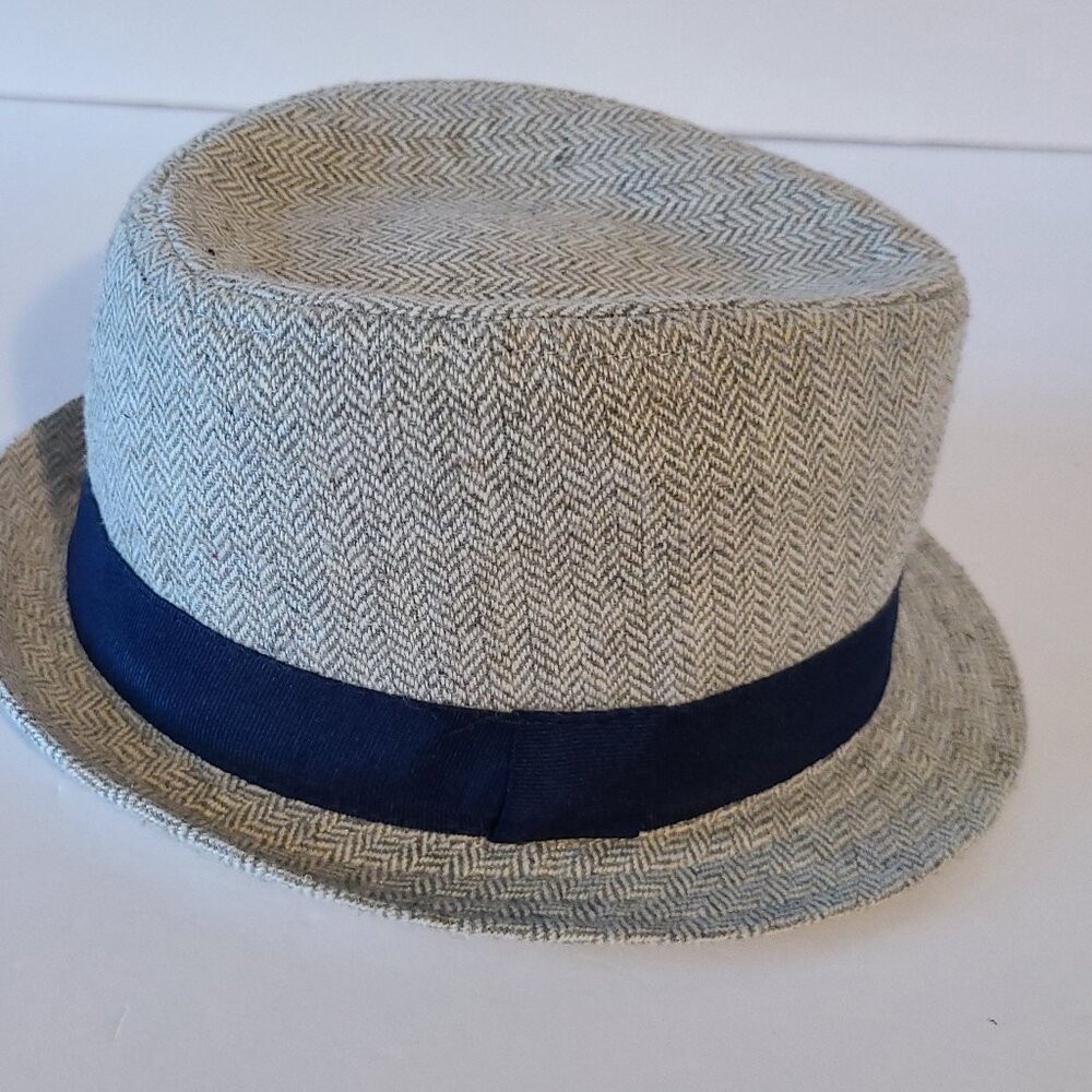 FEDORA HAT TODDLER BOYS' RIBBON TRIM CHEVRON PATTERN ONE SIZE (12-24 MONTHS)TAN